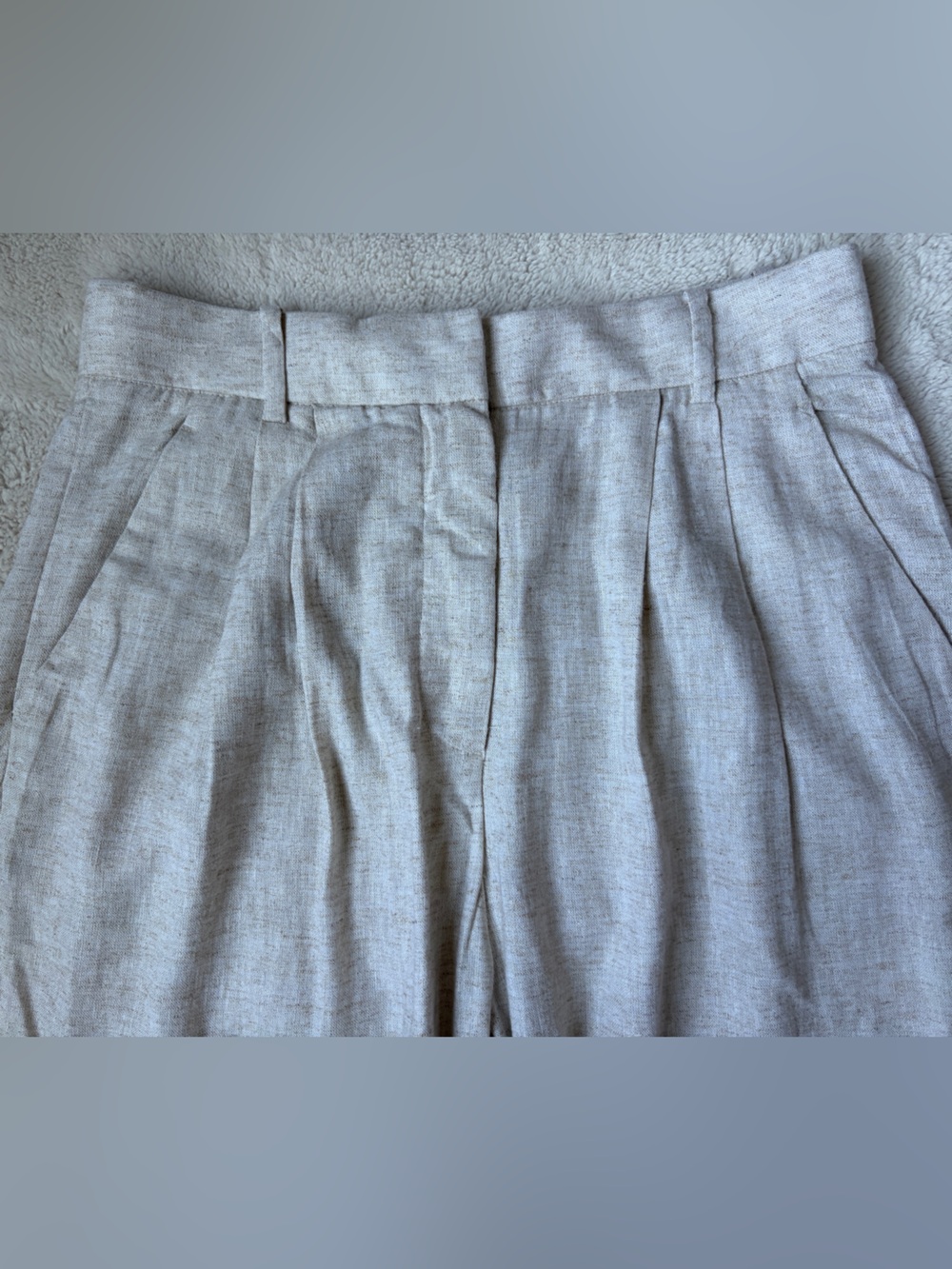 Abercrombie & Fitch Curve Love Wide Leg Light Beige Linen Blend Trousers Size 28 - Picture 4 of 9